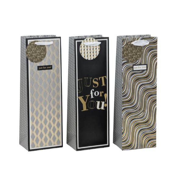 Golden Glam Bottle Gift Bag - 36cm x 12.3cm x 8.5cm