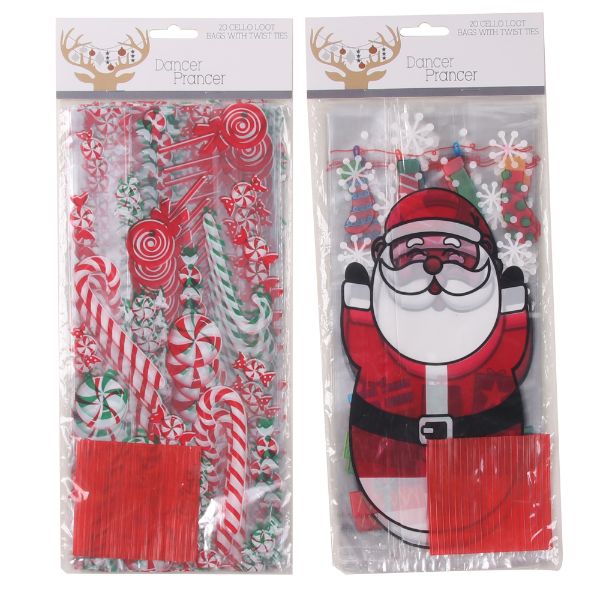 20 Pack Cello Loot Bags With Twist Ties - 27.5cm x 7.5cm
