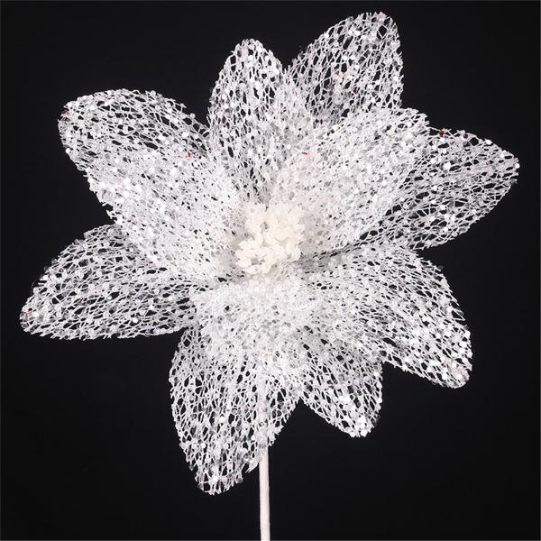 White Lace Poinsettia Flower Stem - 31cm x 50cm