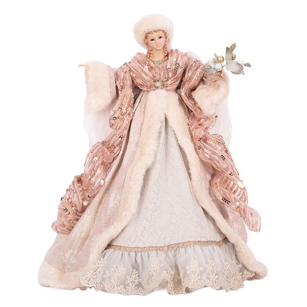 Luxe Pink Fairy Angel Tree Topper Or Table Top Decoration - 19cm x 11cm x 39cm