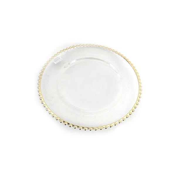 Clear Charger With Champagne Rim - 33cm