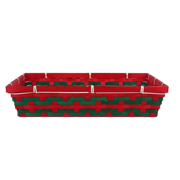 Red & Green Rectangular Basket - 38cm x 24cm x 8.5cm