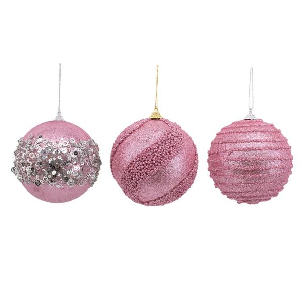 Assorted Pink Baubles - 10cm