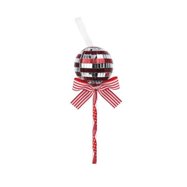 Red & Silver Mirror Candy Pick Ball - 6cm x 15cm