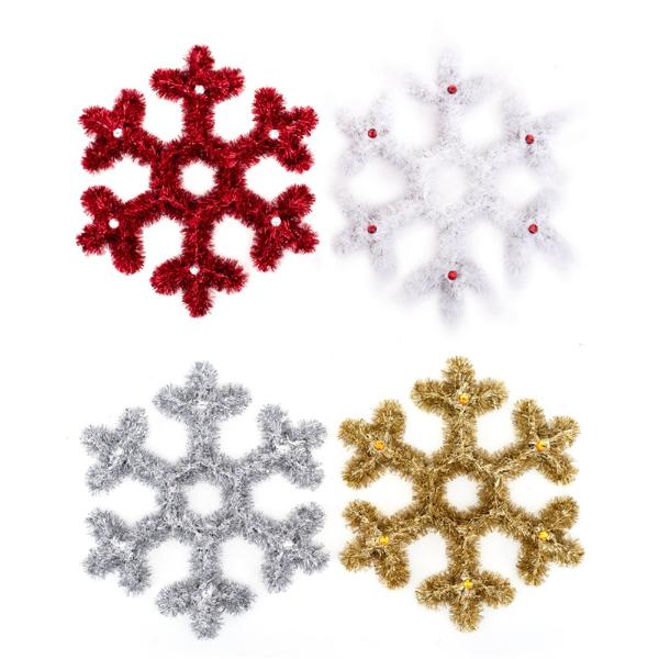 Christmas Snowflake Tinsel With Gem - 30cm