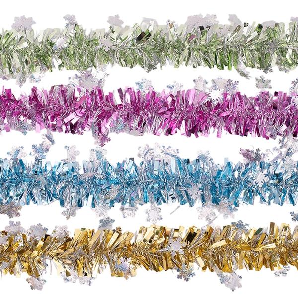 Pastel Tinsel With Snowflake Cutouts - 200cm