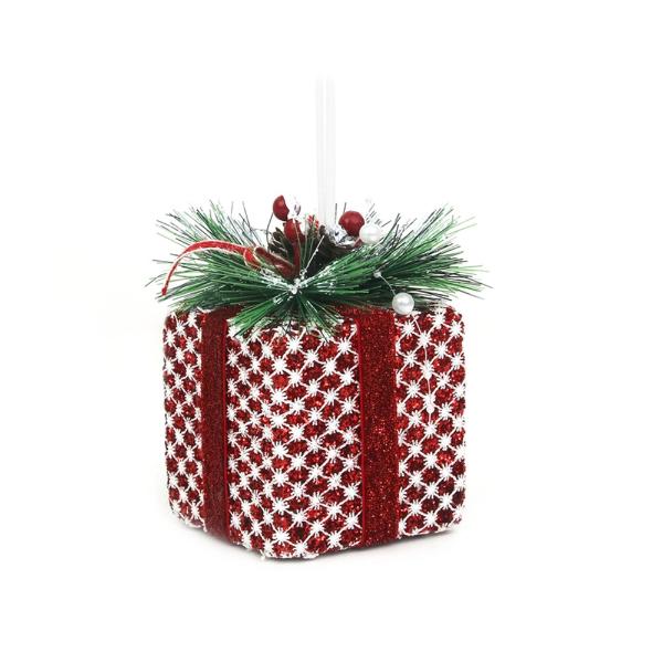Red & White Lace Gift Ornament - 8cm x 12cm