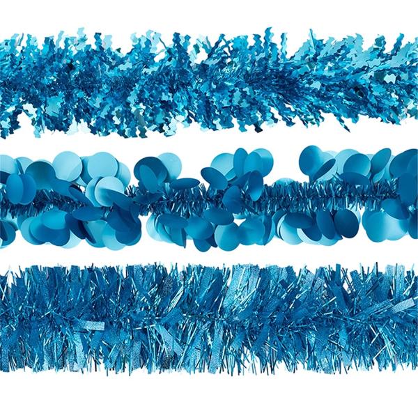Assorted 6Ply Teal Blue Fine Mix Tinsel - 200cm