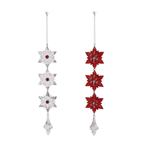 Acrylic Triple Snowflake Tree Ornament - 27.5cm