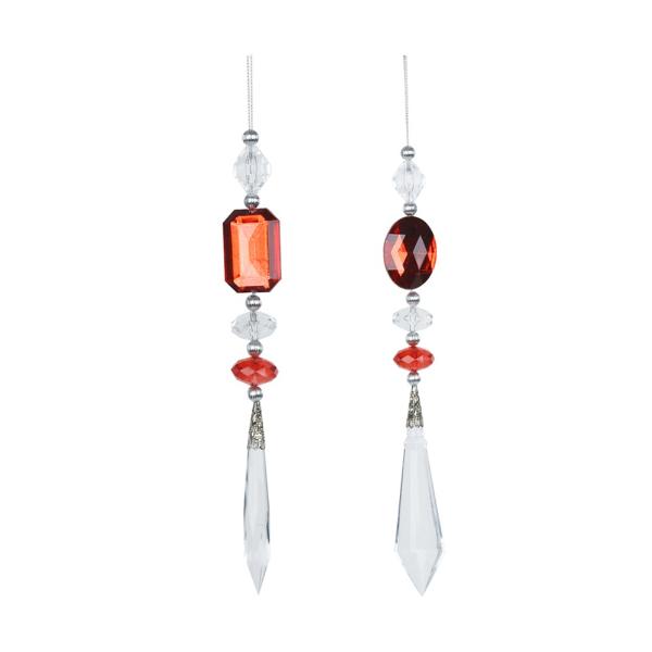 Red & Clear Drop Ornament - 22cm