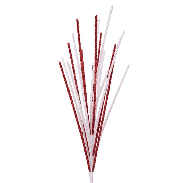 Red & White Glitter Spray Stem - 70cm
