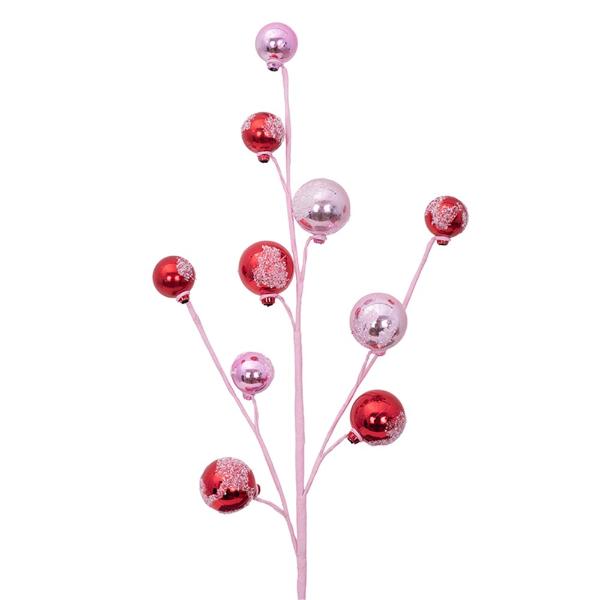 Pink & Red Bauble Stem - 61cm