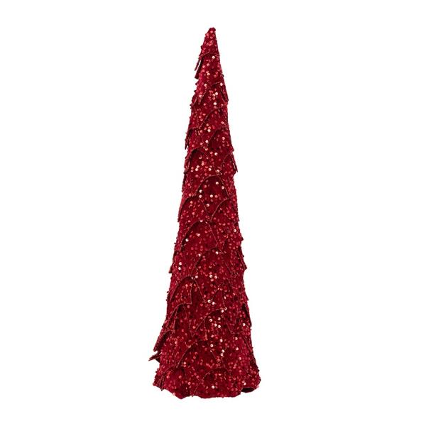 Red Sequin Holly Leaf Tree - 17cm x 70cm