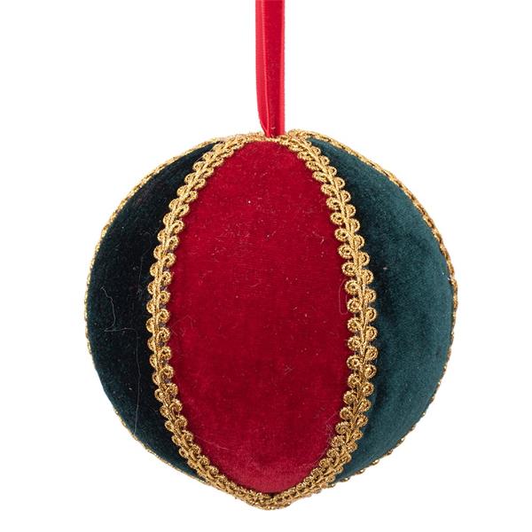 Harlequin Velvet Ball With Gold Trim - 13cm
