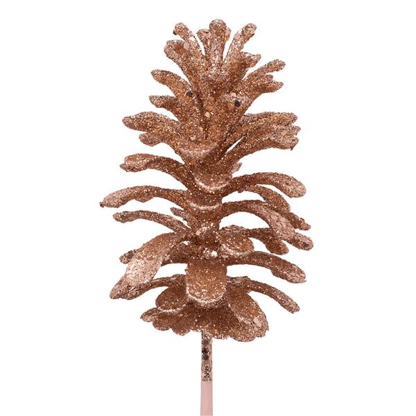 Rose Gold Glitter Pinecone Stem - 40cm