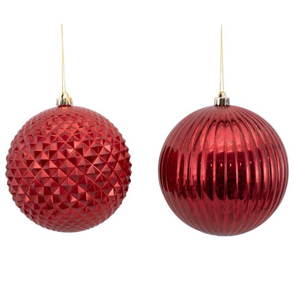 Assorted Red Bauble In Pvc Box - 20cm