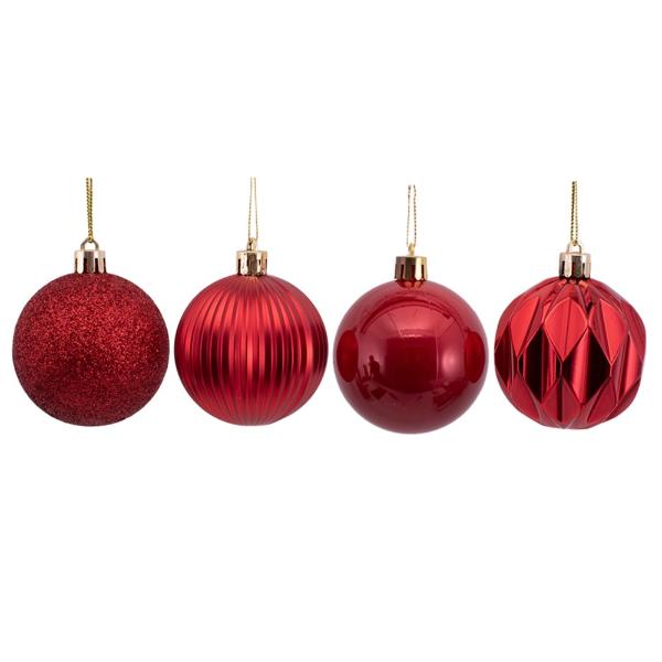 8 Pack Red Bauble - 6cm
