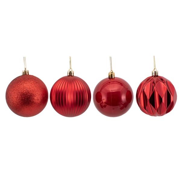 4 Pack Red Bauble - 8cm