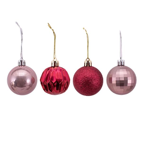 10 Pack Burnt Red & Rose Pink Bauble - 5cm