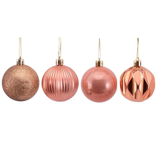 8 Pack Rose Gold Bauble - 6cm