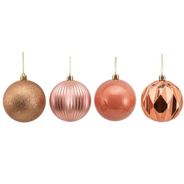 4 Pack Rose Gold Bauble - 8cm
