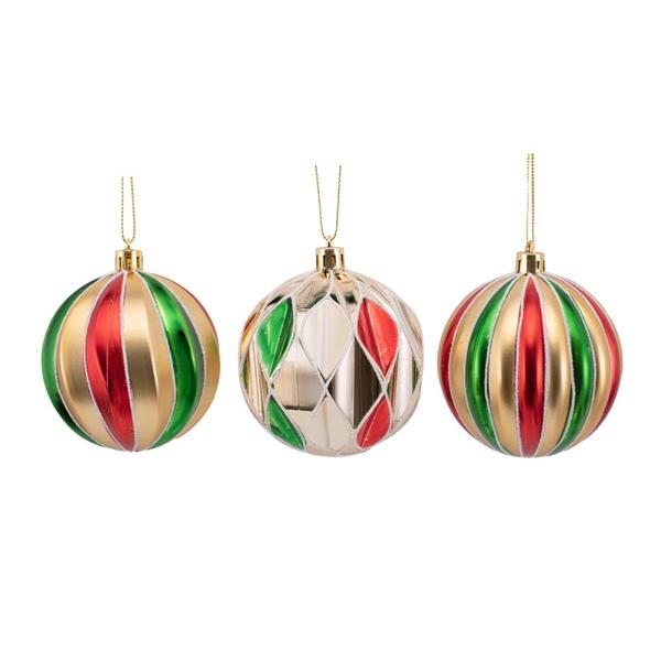 Assorted Harlequin Baubles In Pdq - 8cm