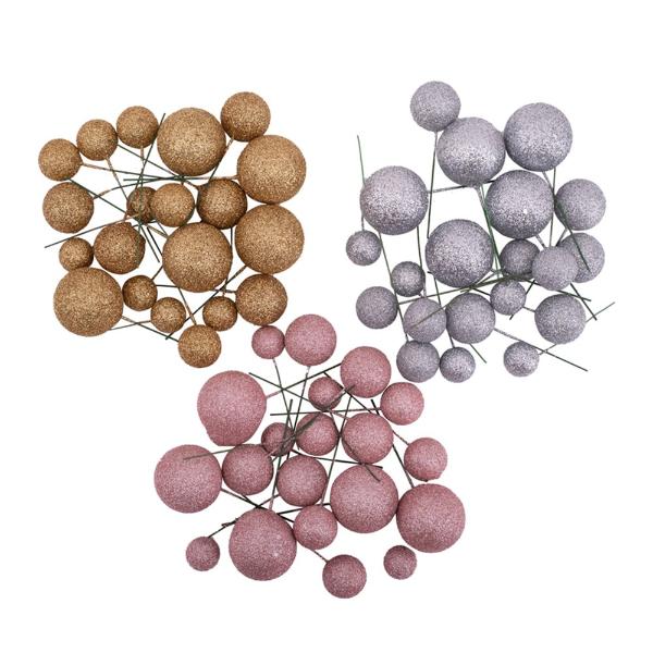 20 Pack Assorted Christmas Glitter Ball Picks