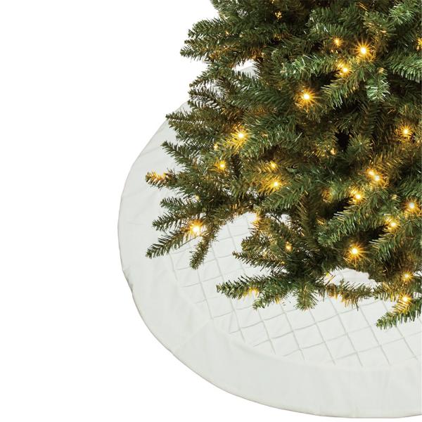 Ivory Velour Tree Skirt With Pin Tucks - 120cm