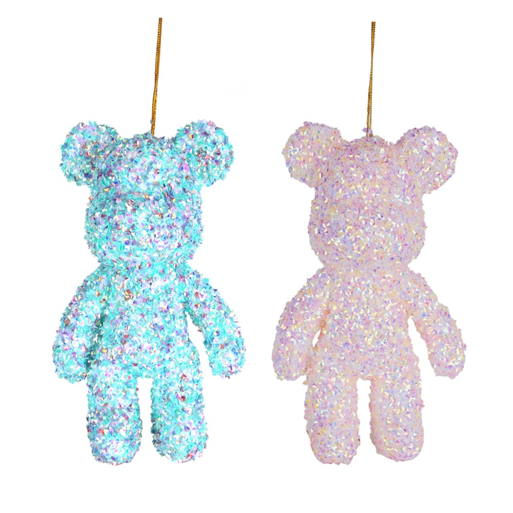 Assorted Sparkly Teddy Bear Tree Ornament - 17cm