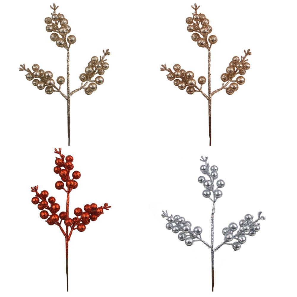 Assorted Glitter Berry Picks - 31cm