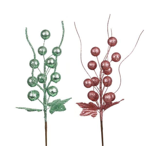 Assorted Glitter Berry Pick - 32cm