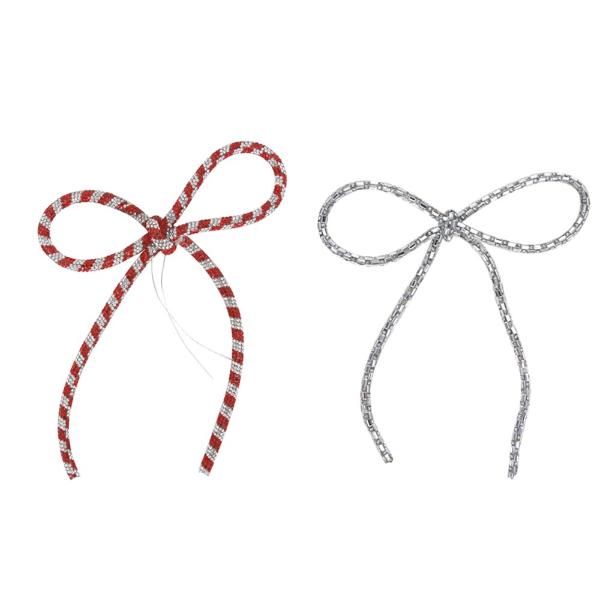 Diamonte Beaded Bow Hanging Ornament - 15cm x 18cm