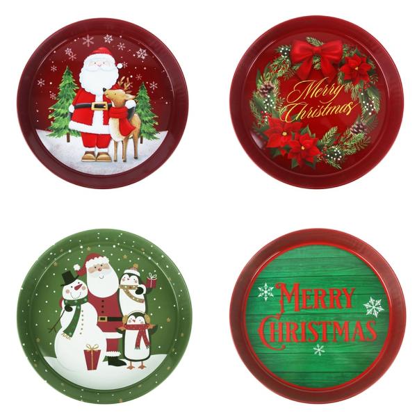 Round Metal Christmas Trays - 34cm
