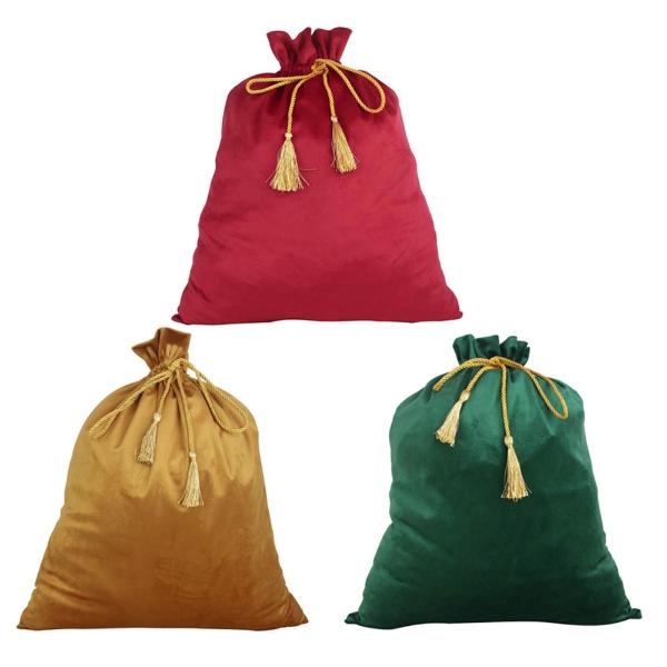 Gold Velour Gift Sack With Tassels - 50cm x 60cm
