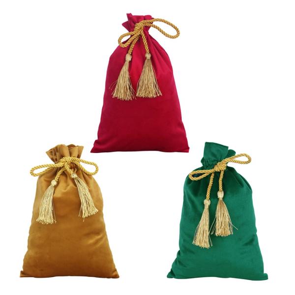 Gold Velour Gift Sack With Tassels - 20cm x 30cm