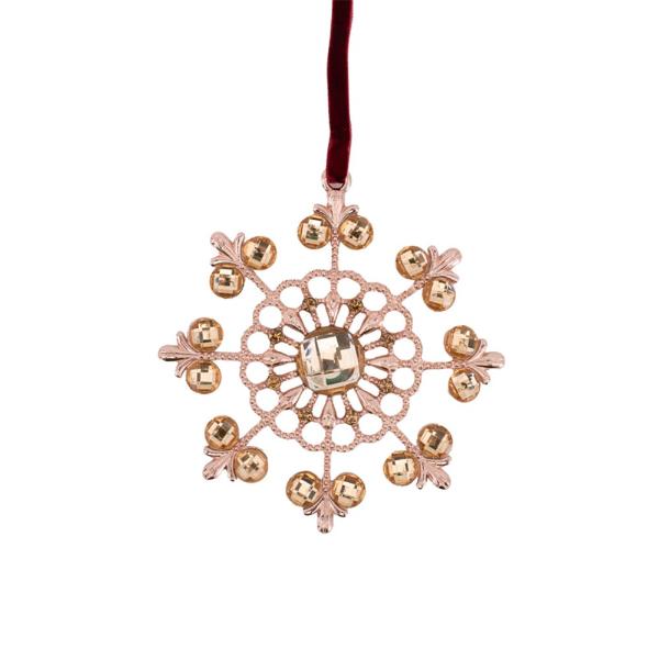 Amber Crystal Snowflake Tree Ornament - 11cm