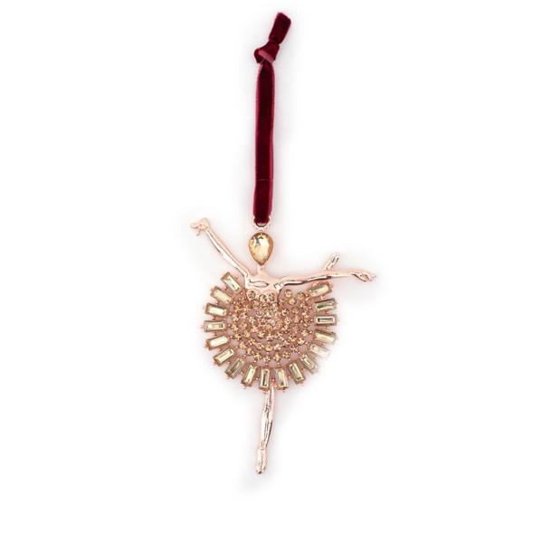 Amber Crystal Ballerina Tree Ornament - 11cm