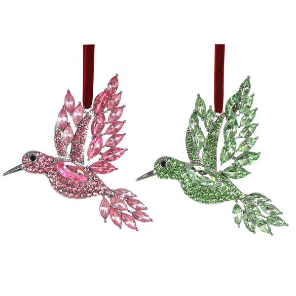 Pink Or Green Crystal Dove Tree Ornament - 10cm