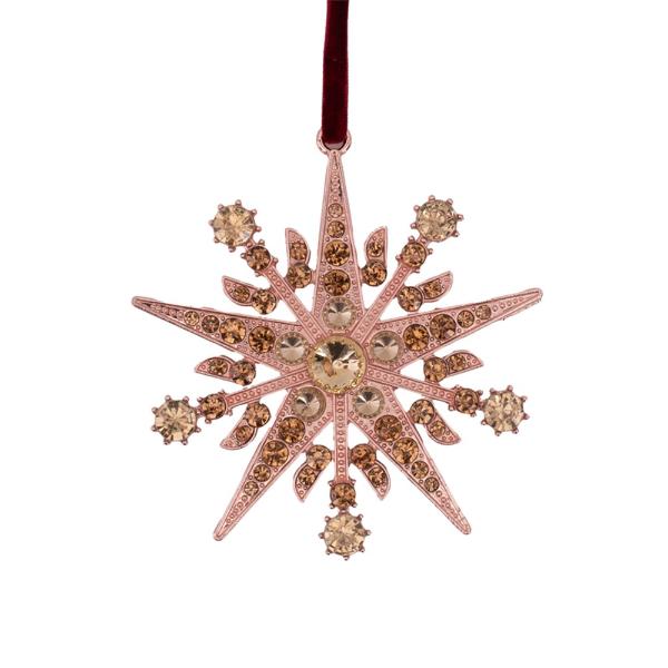 Amber Crystal Starburst Tree Ornament - 10cm