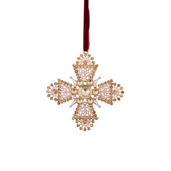 Amber Crystal Cross Tree Ornament - 10cm