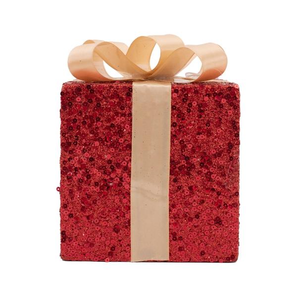 Red Glitter Gift Box - 18cm x 18cm x 21cm