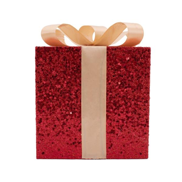 Red Glitter Gift Box - 12cm x 12cm x 15cm