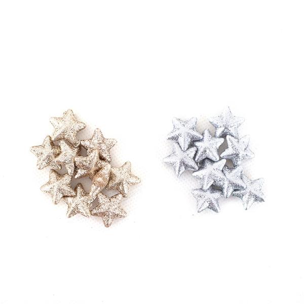 50 Pack Assorted Colour Glitter Stars - 2cm