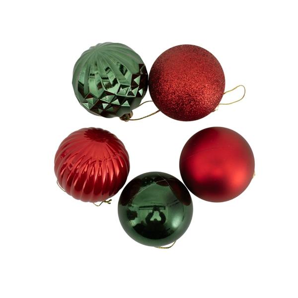 35 Pack Red & Green Baubles - 6cm