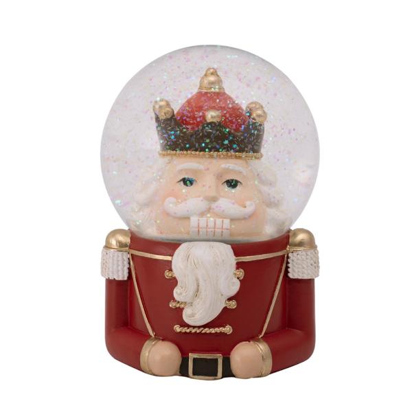 Polyresin Nutcracker Snowglobe - 10cm x 9cm x 14cm
