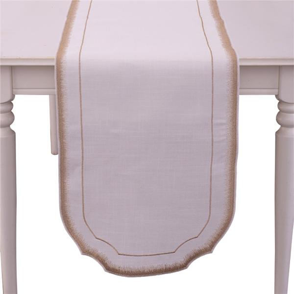 Gold Emrbroided Scalloped Edge Table Runner - 40cm x 173cm