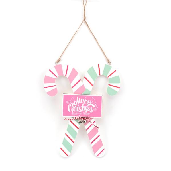 Pink Candy Cane Sign - 19cm x 24cm