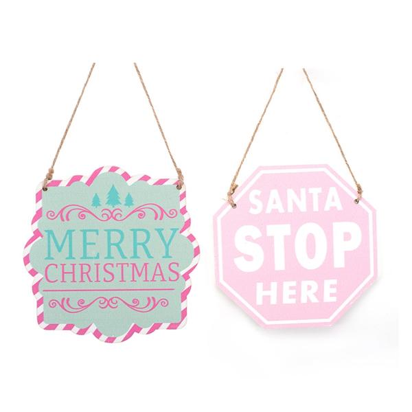 Candy Santa Stop Here Sign - 13cm x 13cm