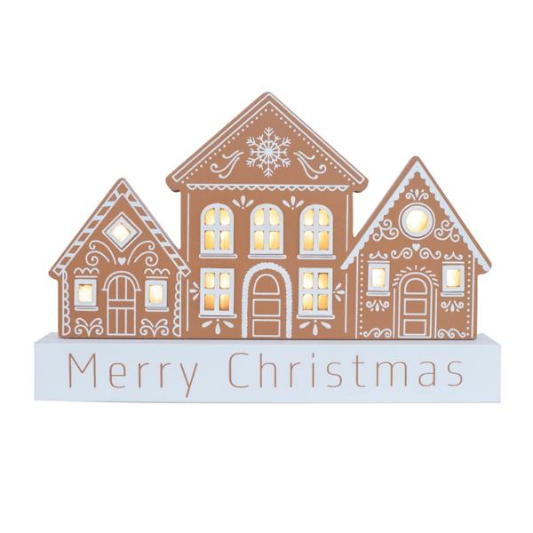 Merry Christmas Gingerbread House Light Up - 30cm x 20cm x 3cm