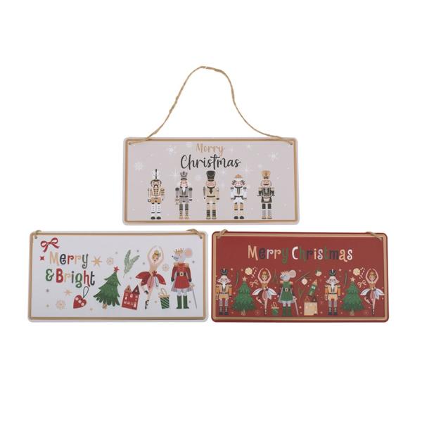 Assorted Metal Christmas Signs - 30.5cm x 15.5cm